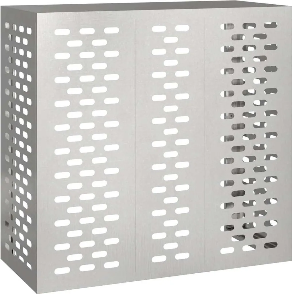 Cache-climatiseur extérieur en acier inoxydable argenté 110x50x105