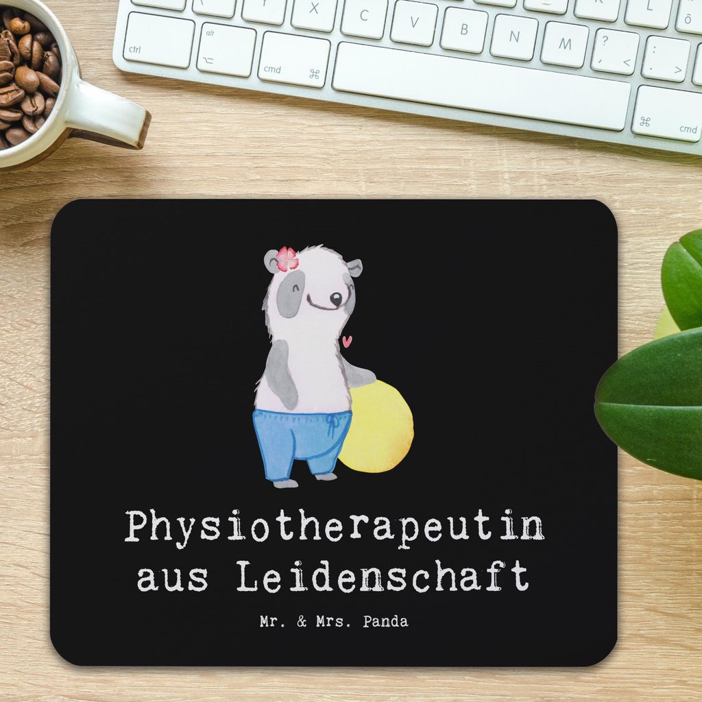 Mr. & Mrs. Panda Mousepad Physiotherapeutin Leidenschaft - Schwarz - Geschenk, Mauspad, pc, Mouse Pad, computer, laptop