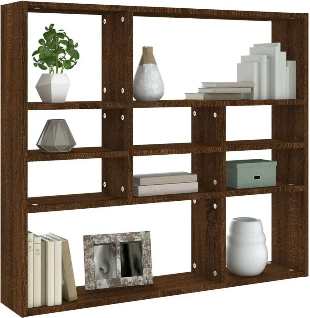 VidaXL Libreria Con Anta Rovere Marrone - 40x24x102 Cm - Mobile In Truciolato Con Ripiani, Armadio Portaoggetti Regolabile, Fissaggio A Parete