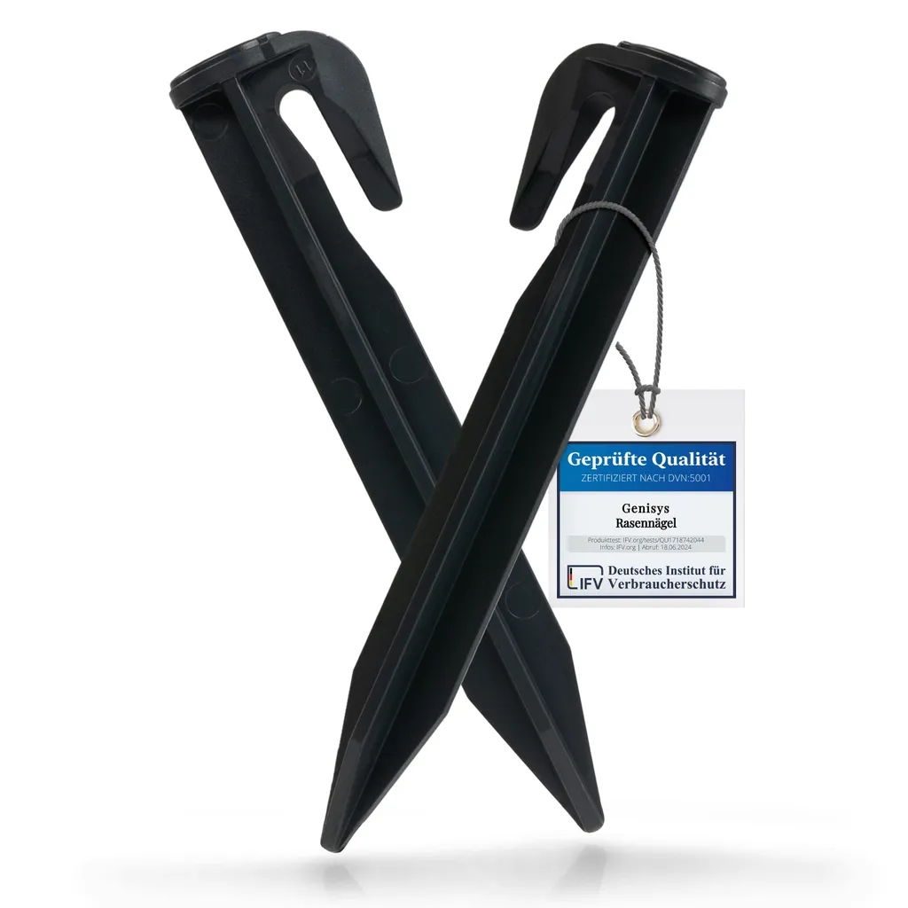 Ganci Genisys compatibili con Scheppach RoboCut e Practixx PX-RRM chiodi tagliaerba robotizzati fissaggio cavi ancoraggio a terra - HQ ABS rinforzato, pezzo:500