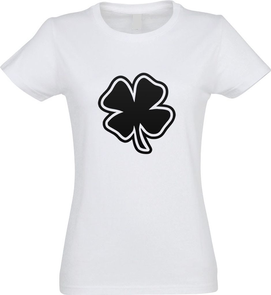 Kiwistar - T-Shirt tailliert - Damen - Weiss - Kleeblatt - Glück - mit Motiv Bedruckt - Funshirt Design - Sport - Freizeit - Damen - XL