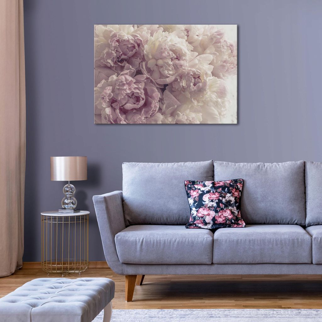 Leinwandbilder Blumen Pfingstrosen Rosen 20x20 cm groß Modern Bilder Bild  auf Leinwand Leinwandbild Wandbilder Wandbild Wohnzimmer Schlafzimmer