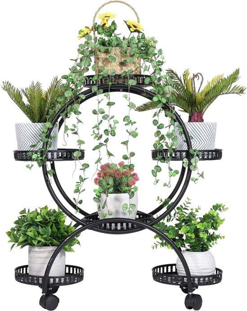 Gartenständer für 6 Pflanzgefäße - einziehbar - metallenes Pflanzgestell