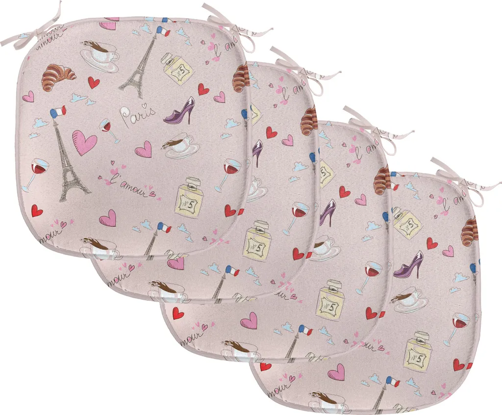 Coussin de Chaise Anti-Taches 40x40 cm Rose avec Sangles de Maintien