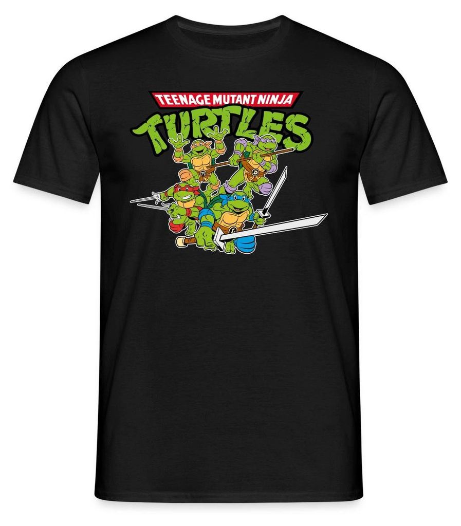 Spreadshirt Teenage Mutant Ninja Turtles Logo Männer T-Shirt, L, Schwarz