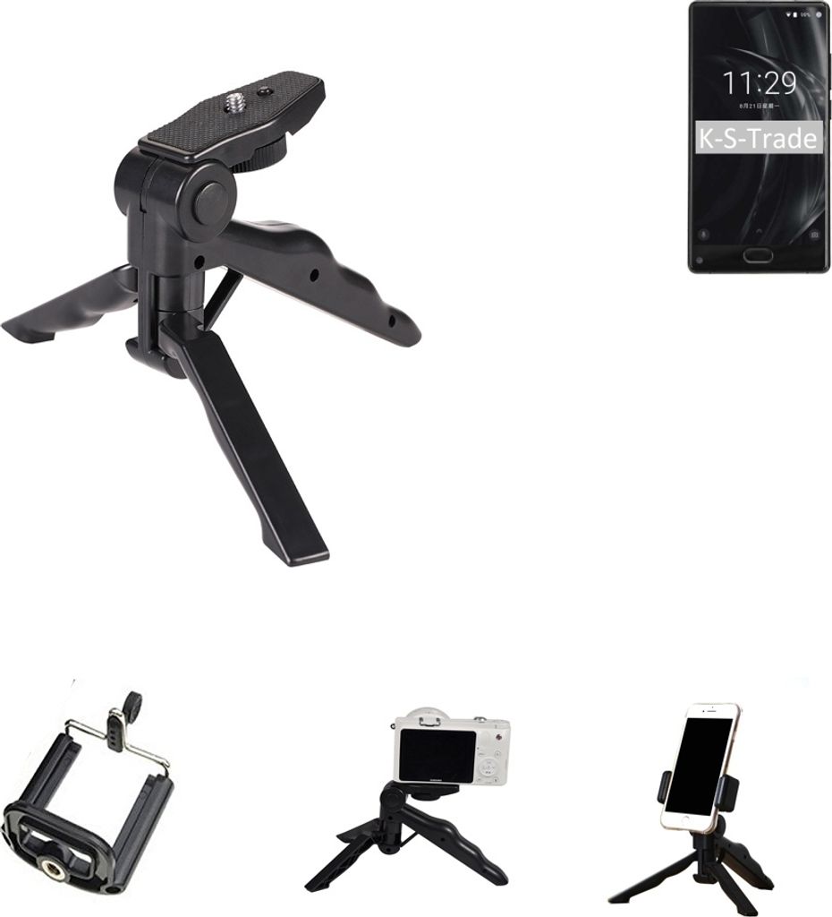 K-S-Trade Stativ Tisch-Ständer Dreibein Handy-Stativ Ständer kompatibel mit Doogee MIX Lite Mini-Stativ Smartphone Tripod Handy-Stativ aus Plastik