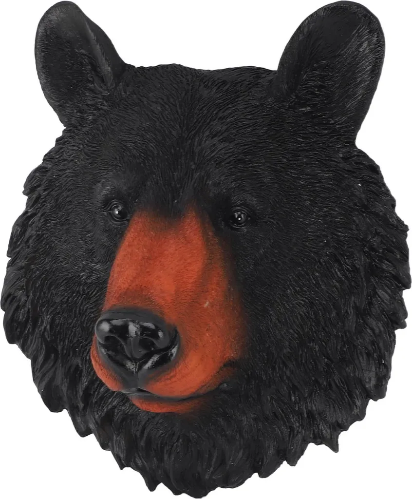 Statue Tête d'Ours 3D en Résine Sculpture Murale Animaux Sauvages 40cm