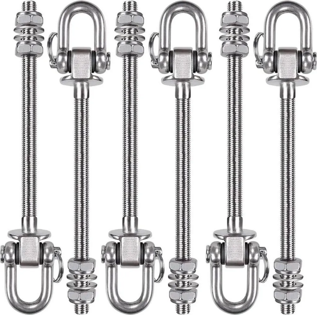 Support de Suspension Balançoire et Hamac pour Poutre Bois Inox 6 Unités