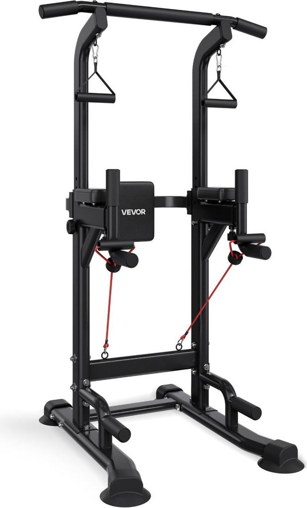 Pull Up Bar, 150kg Power Tower Dip Station, Workout Dip Station with H-Shaped Stable Base & Back Pad, Adjustable 12 Level Height Free Standing Chin...