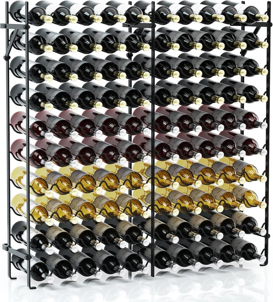 Casiers à vin en métal noir 10 niveaux pour 100 bouteilles - Modèle XL