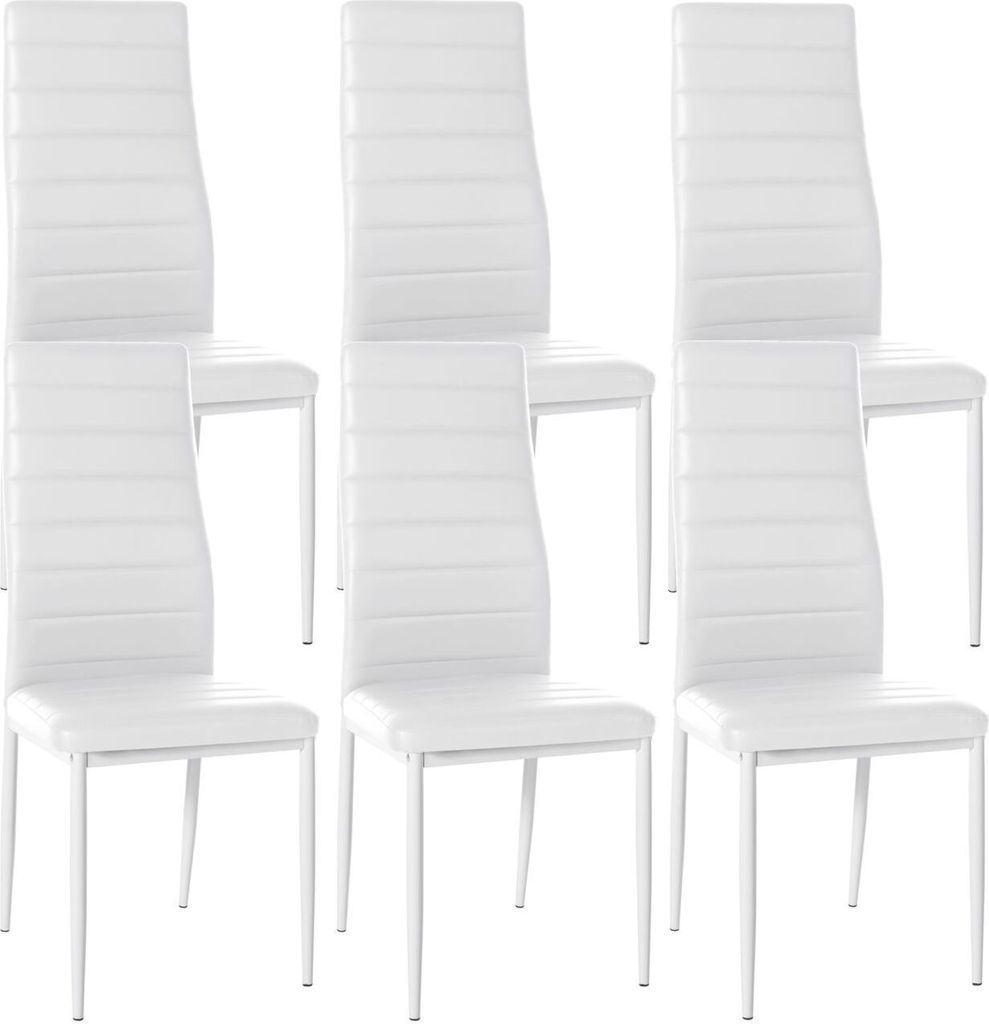 6er Set Esszimmerstühle Mayfair Kunstleder weiß