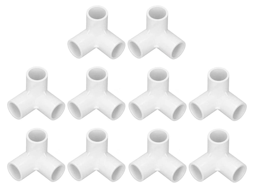 3-Wege Rohrverschraubungen, 10 Stück Kunststoff-T-Stücke, 20mm PVC Rohrverbinder für Gewächshausrahmen und Möbel