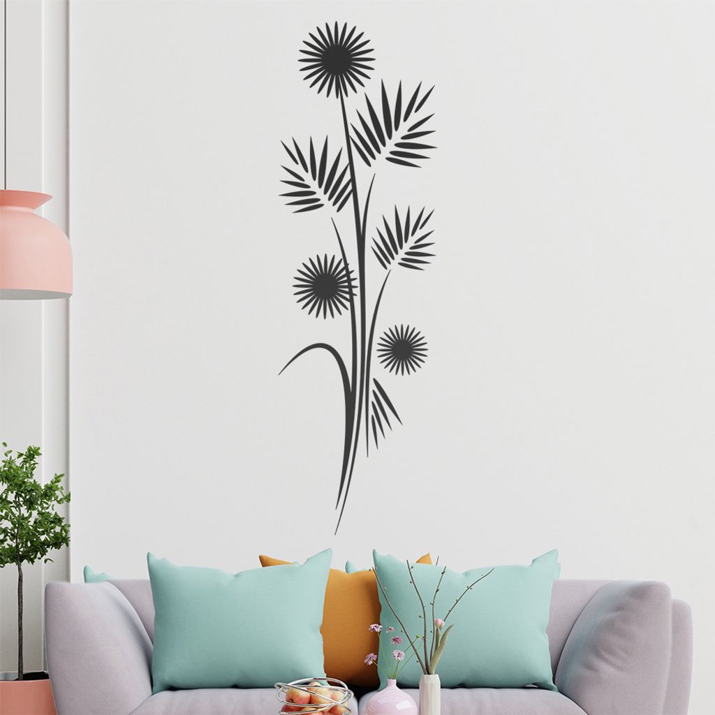 Distel - Blüten - Blätter Wandtattoo in 6 Größen - Wandaufkleber Wall Sticker - Dekoration, Küche, Wohnzimmer, Schlafzimmer, Badezimmer