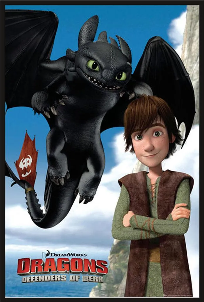 Décoration Murale Dragons Krokmou : Poster Maxi sous Cadre Noir Shinsuke