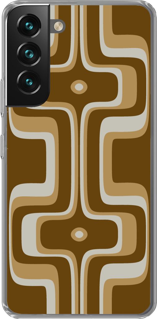 MuchoWow Handyhülle Schutzhülle Hülle für Telefoonhoesje Samsung Galaxy S22 Retro - Design - Braun Silikon Softcase Handy Hülle - Mobiltelef...