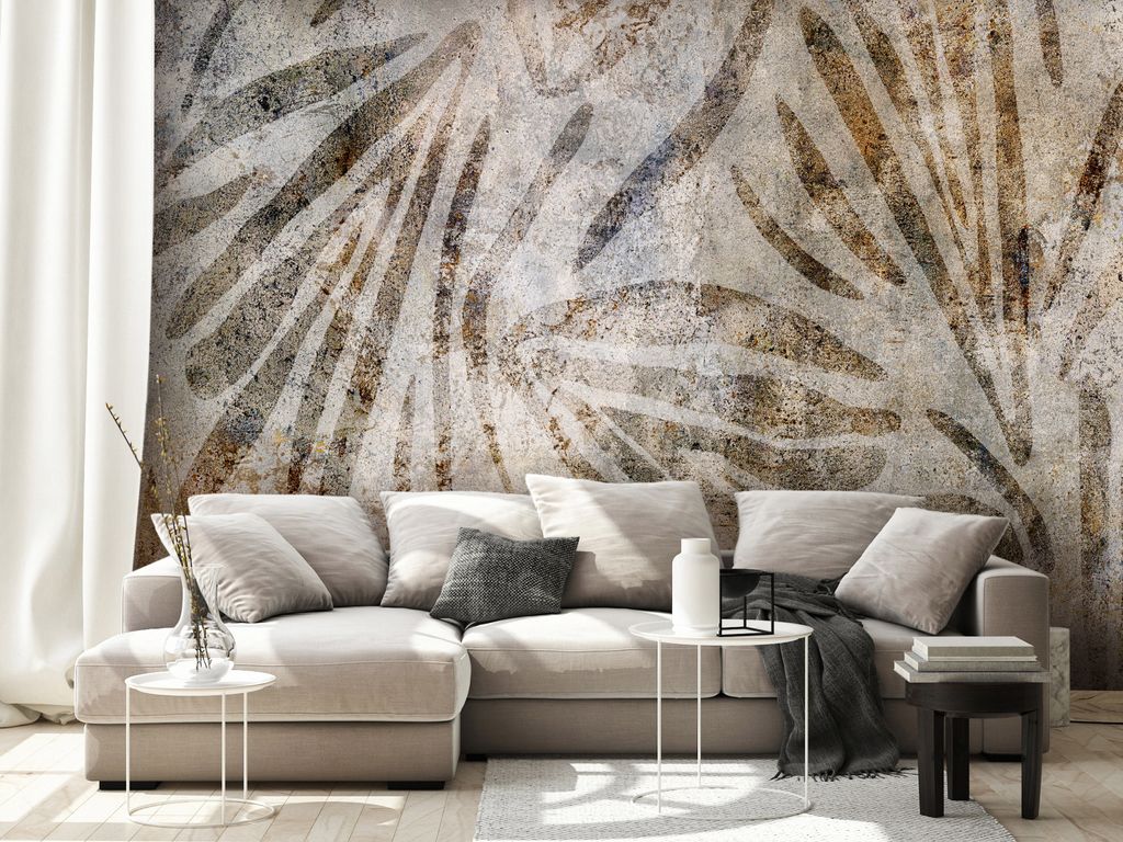Vlies Fototapete Abstrakte Blätter 300x210 cm Tapeten Wandtapete XXL tropische Natur Floral Pflanzenmotiv f-B-0330-a-a