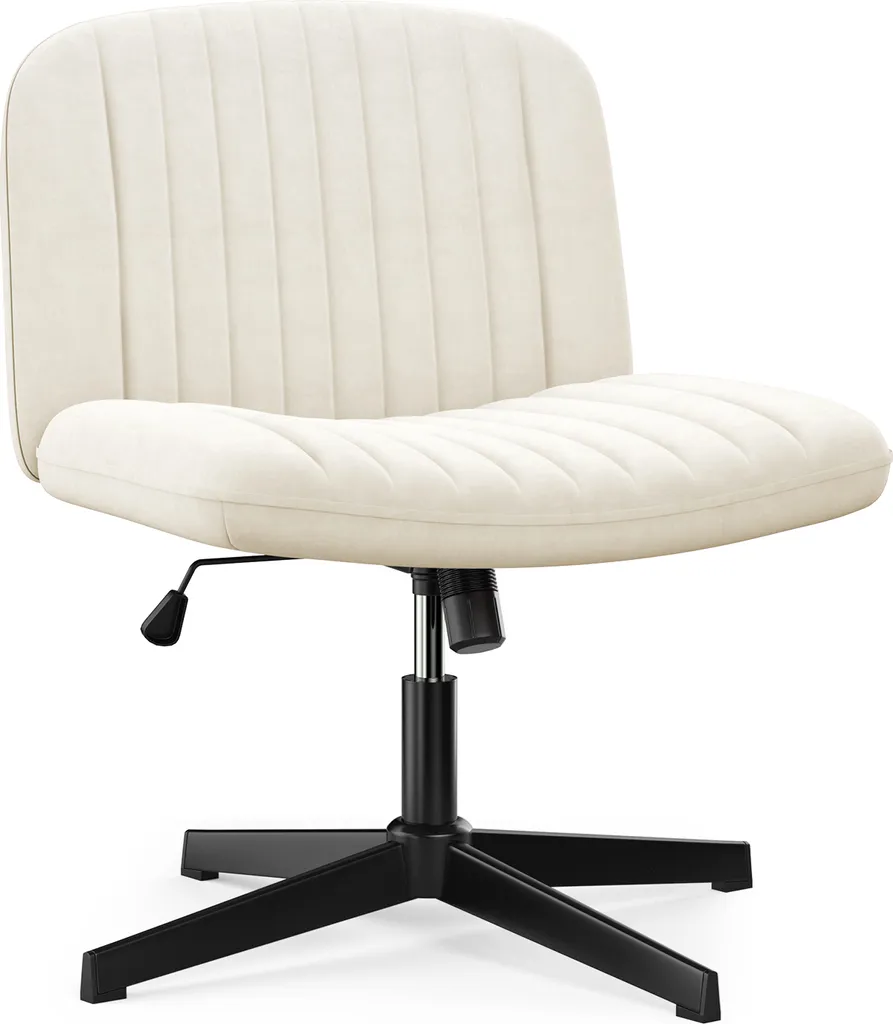 Sedia Ergonomica per Gambe Incrociate Crema - Sedia Ufficio senza Braccioli