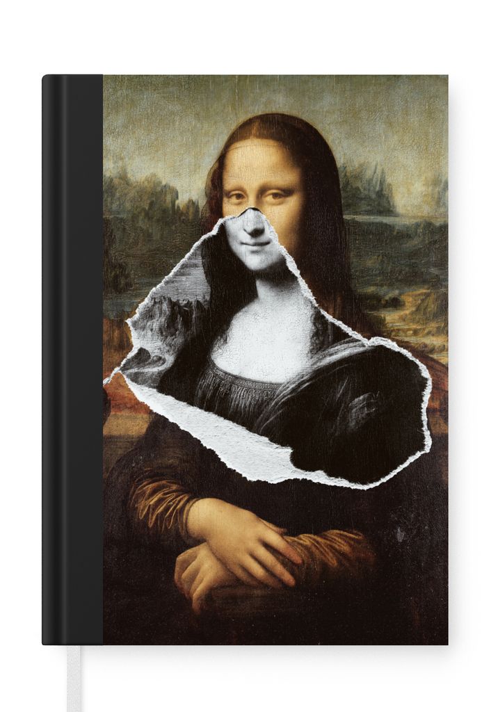 MuchoWow Notizbuch Tagebuch Haushaltsbuch Notebook A5 Mona Lisa - Schwarz und weiß - Da Vinci - Notizblock - Notizheft - Notebook - Schreibblock...