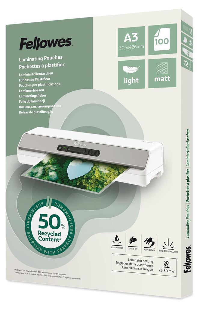 Fellowes Laminierfolientasche DIN A3 matt 160 mic 100 Stück