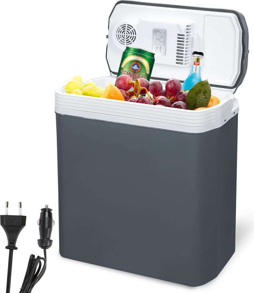 Clanmacy 24 L Kühlbox zum Kühlen & Warmhalten, Camping Mini Kühlschrank, Thermo-elektrische Kühlbox mit ECO Modus 12/230 V für Auto und Steckdose