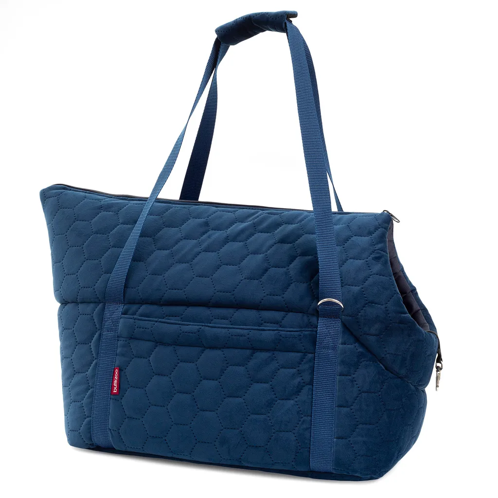Borsa a Tracolla Animali 10kg Suede Blu Scuro | Trasportino Soft Velvet - 11