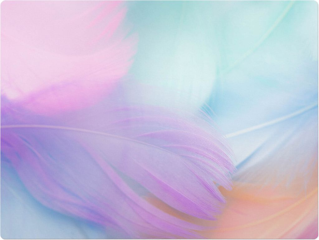 Pastellfarbene Federn – Bodenschutzmatte – Stuhlunterlage 120x90 cm – Rutschfest – Hartbodenmatte