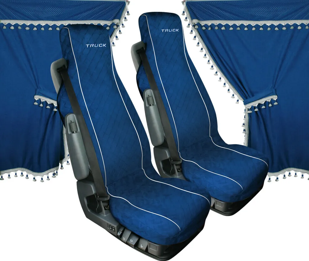 Set de rideaux de cabine en microfibre pour camion coloris bleu pro