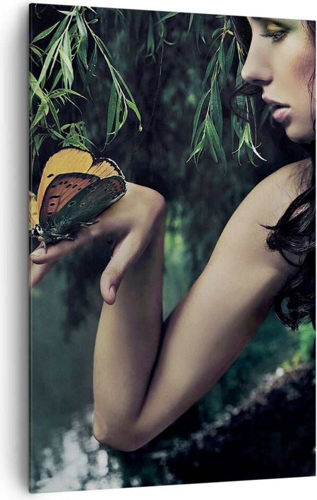 Bild auf Leinwand - Leinwandbild - Einteilig - Körper Kosmetik Mode Schmetterling - 80x120cm - Wand Bild - Wandbilder - Leinwanddruck - Wanddekora...