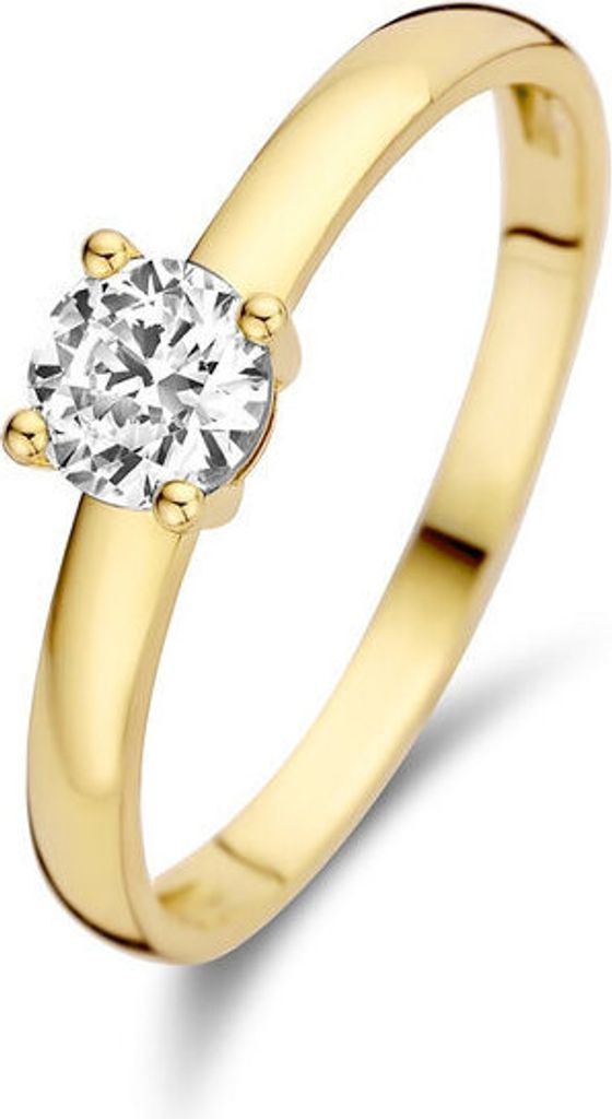 Neu Bling 9NBG-0794-56 Gouden Ring mit Zirkonia - Damen - 14 Karat - Goud - Ring - 5mm - Zirkonia - 4 Pootjes zetting - Chaton - Solitair - Maat 56...