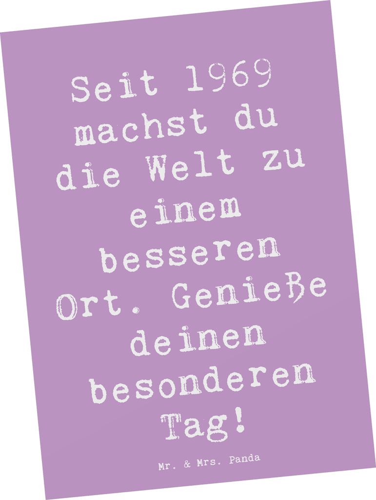 Mr. & Mrs. Panda Postkarte Spruch 1969 Geburtstag - Produktbild 