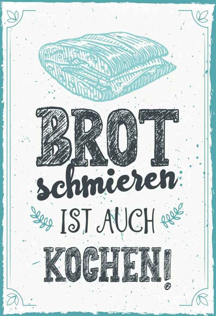 vianmo Holzschild 40x30 cm Brot schmieren ist auch kochen! Spruch Zitat