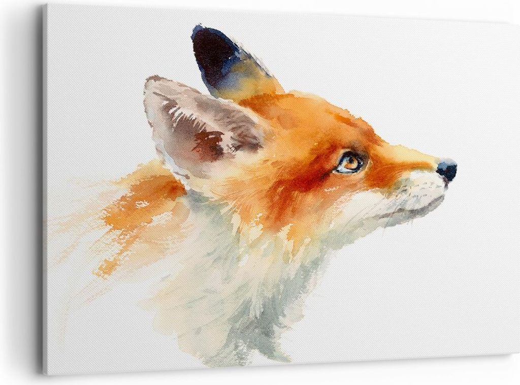 Bild auf Leinwand - Leinwandbild - Fuchs Tier Natur - 100x70cm - Wand Bild - Wanddeko - Wandbilder - Leinwanddruck - Bilder - Kunstdruck - Wanddeko...
