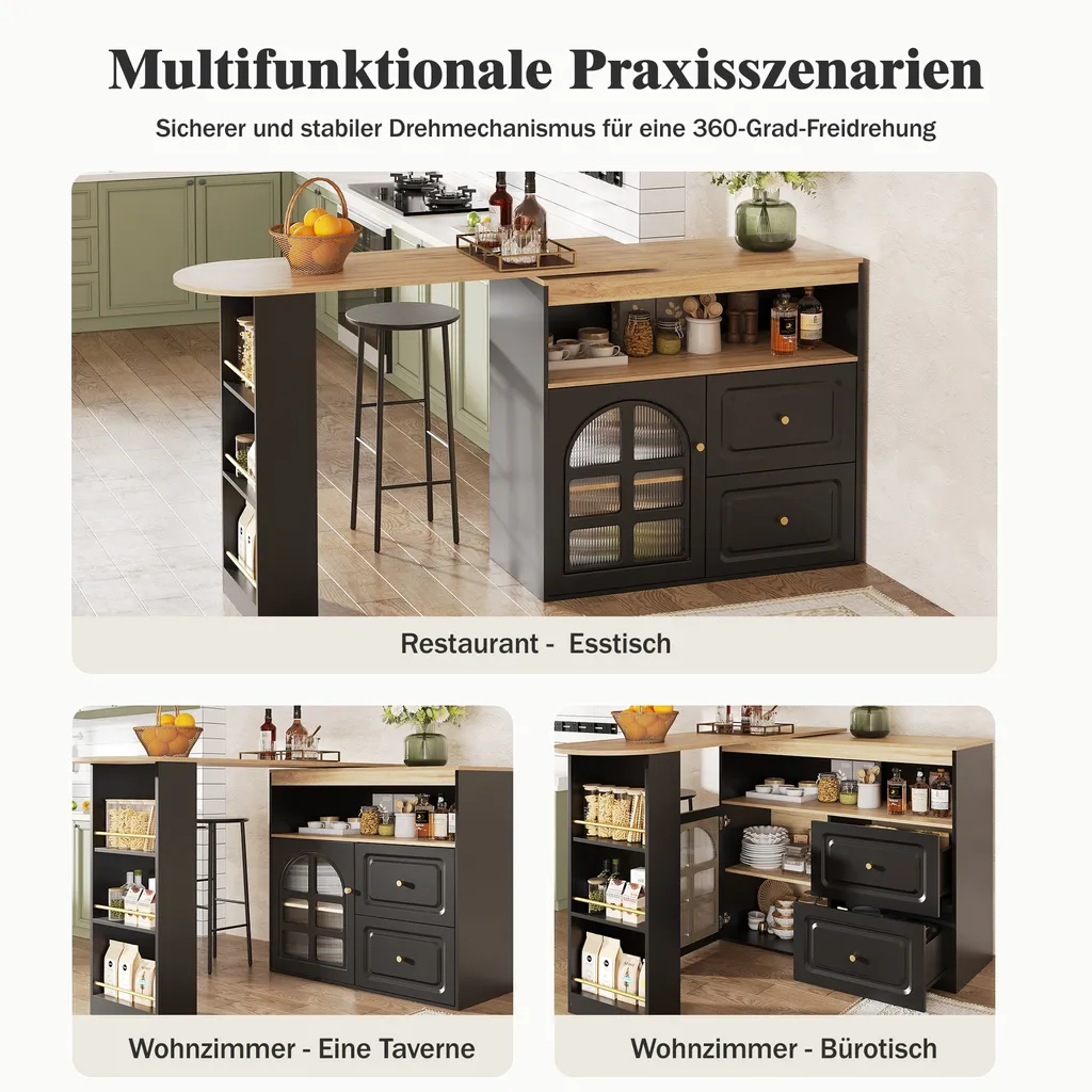 Table de Repas Gain de Place pour Studio avec Rangement Intégré Noir - 8