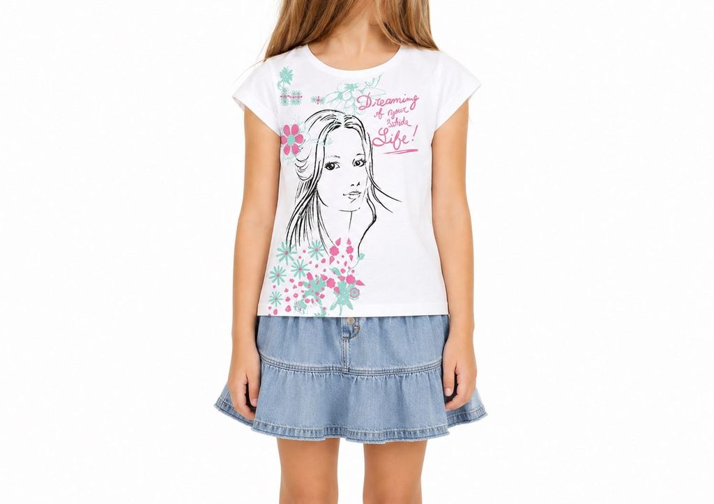 30472 Mädchen T-Shirt Weiß Gr. 116 – Kurzarmshirt Stummer – Baumwolle