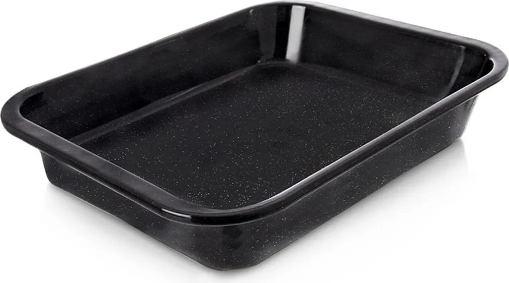 Plat à rôtir en acier émaillé noir 36x28x6 cm pour viandes et gratins