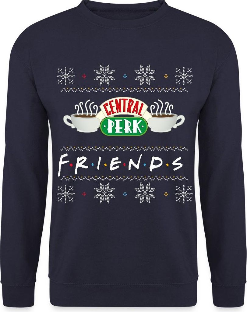 Spreadshirt Friends X-Mas Central Perk Uni Pullover, XL, Navy