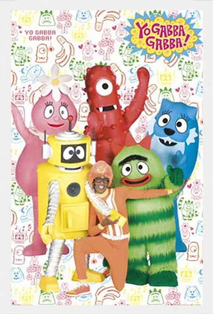 Décoration Murale Yo Gabba Gabba Poster Cast avec cadre blanc Shinsuke