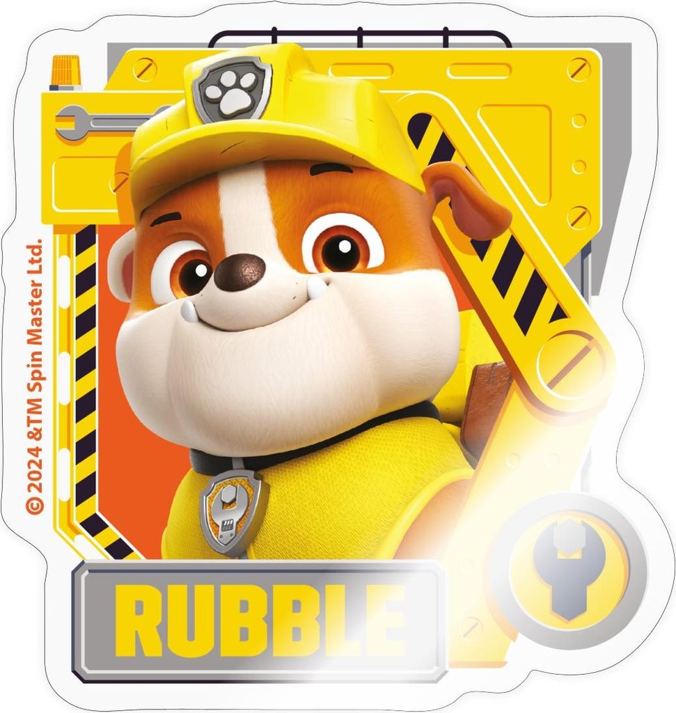 Spreadshirt Paw Patrol Rubble Charakterdesign Sticker Aufkleber, 10 x 10 cm, Transparent glänzend