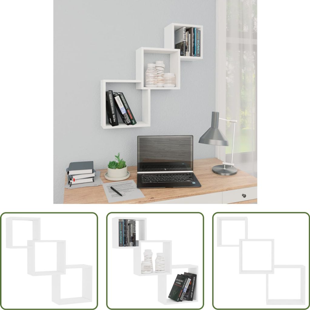 The Living Store Cube Wandregale Weiß 68x15x68 cm Holzwerkstoff