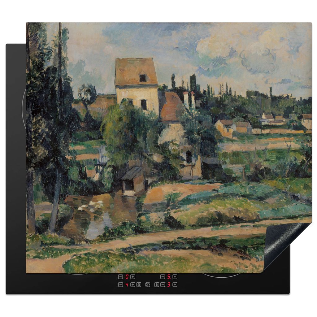 KitchenYeah Herdabdeckplatte Die Mühle von Pontoise - Gemälde von Paul Cézanne , 57x51cm, Küche Deko, Glaskeramikkochfeld Herdabdeckung, Abde...