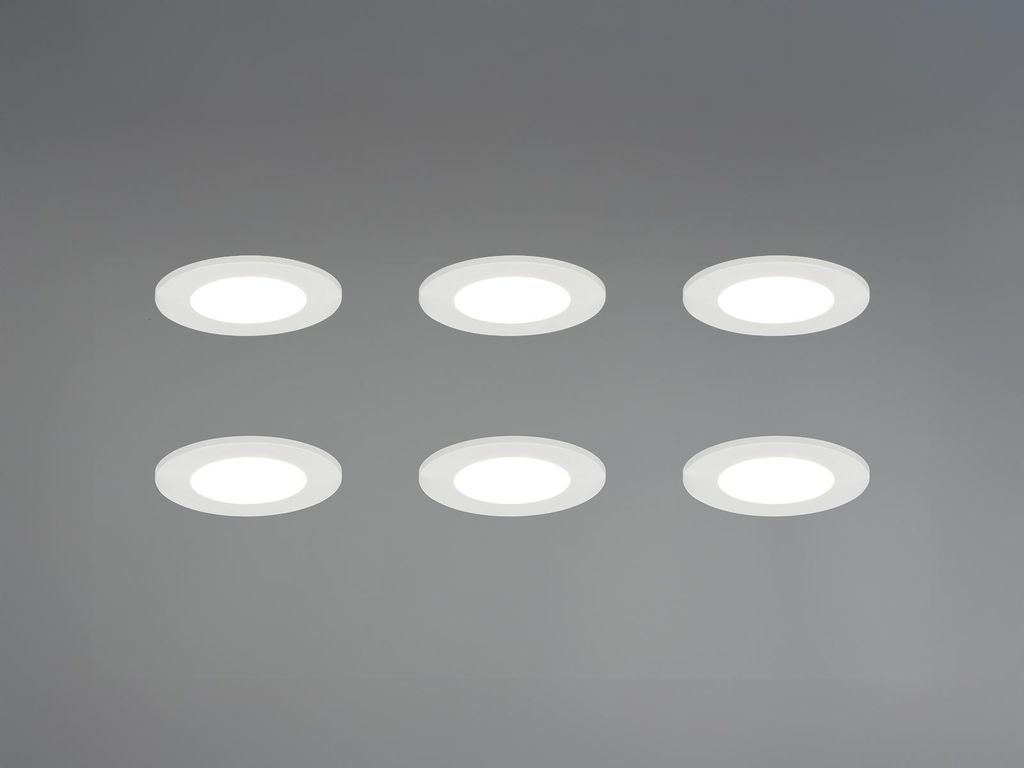 LED Decke Einbaustrahler 230V 6er Set dimmbar 2 Lichtfarben flach rund Ø 8,5cm