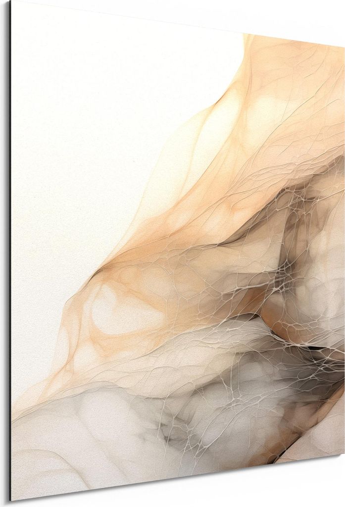 DEQORI Alu-Dibond Bild Weiß 30x30 cm 'In sanften Schichten' Wandbild Metall dünn Design