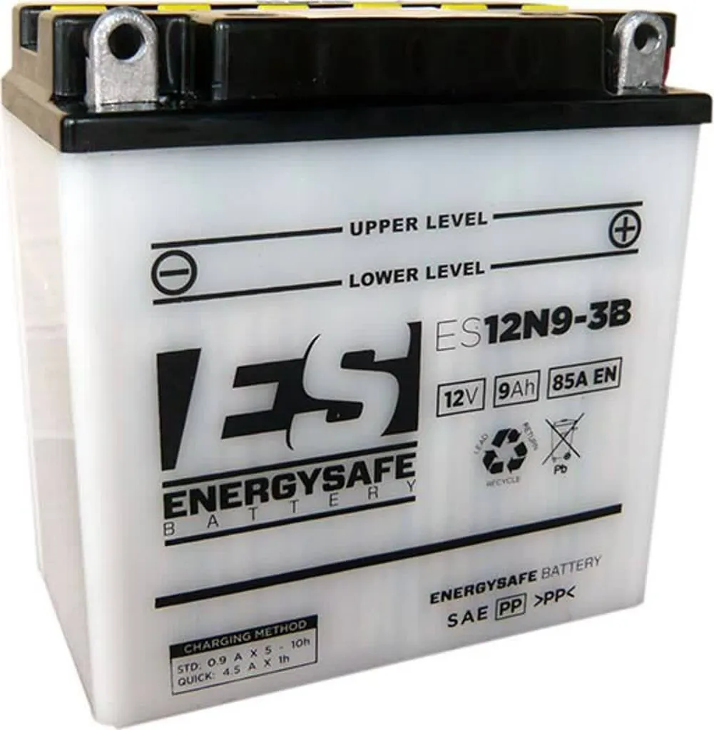 Batterie de Moto 12V 9Ah Energysafe ES12N9-3B pour Démarrage Rapide