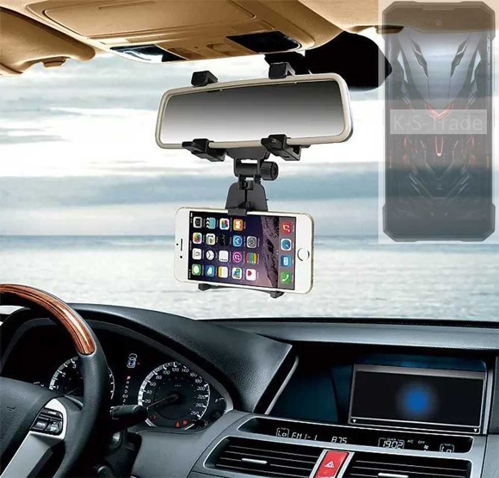 K-S-Trade Smartphone Halterung kompatibel mit Doogee S200 Rückspiegel Halterung schwarz Auto Halterung KFZ Halter