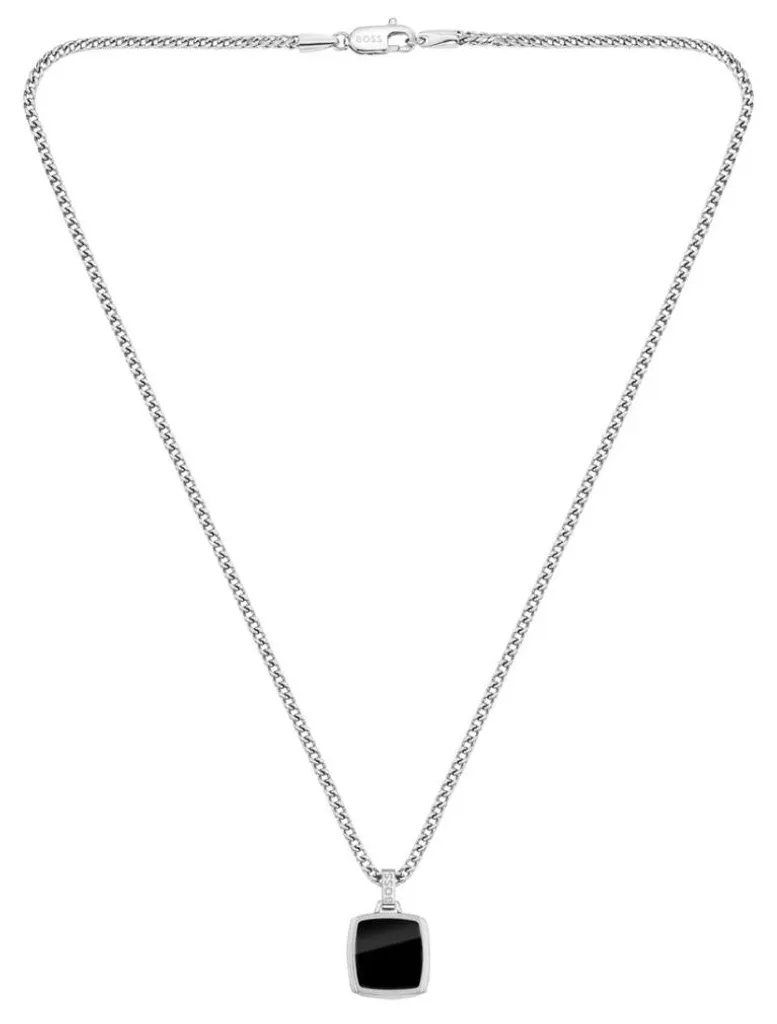 Collier homme acier et pierre onyx noire Odell - Bijou tendance chic