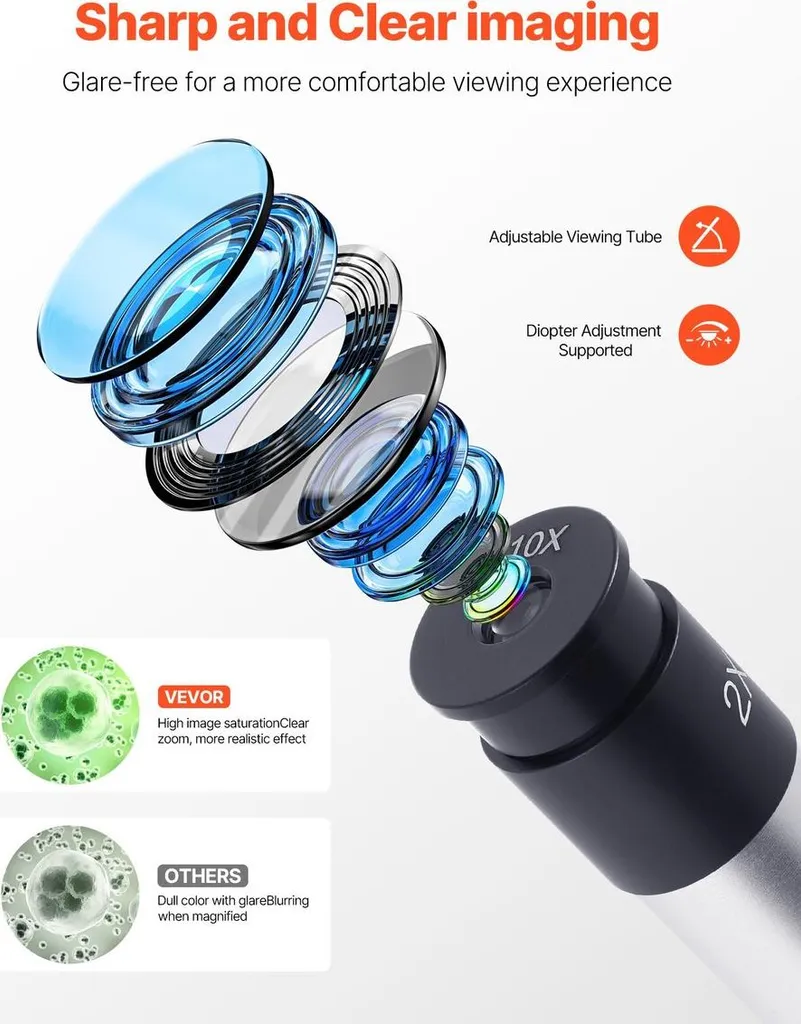 Microscope monoculaire 40-2000X à double éclairage LED haute puissance - 4