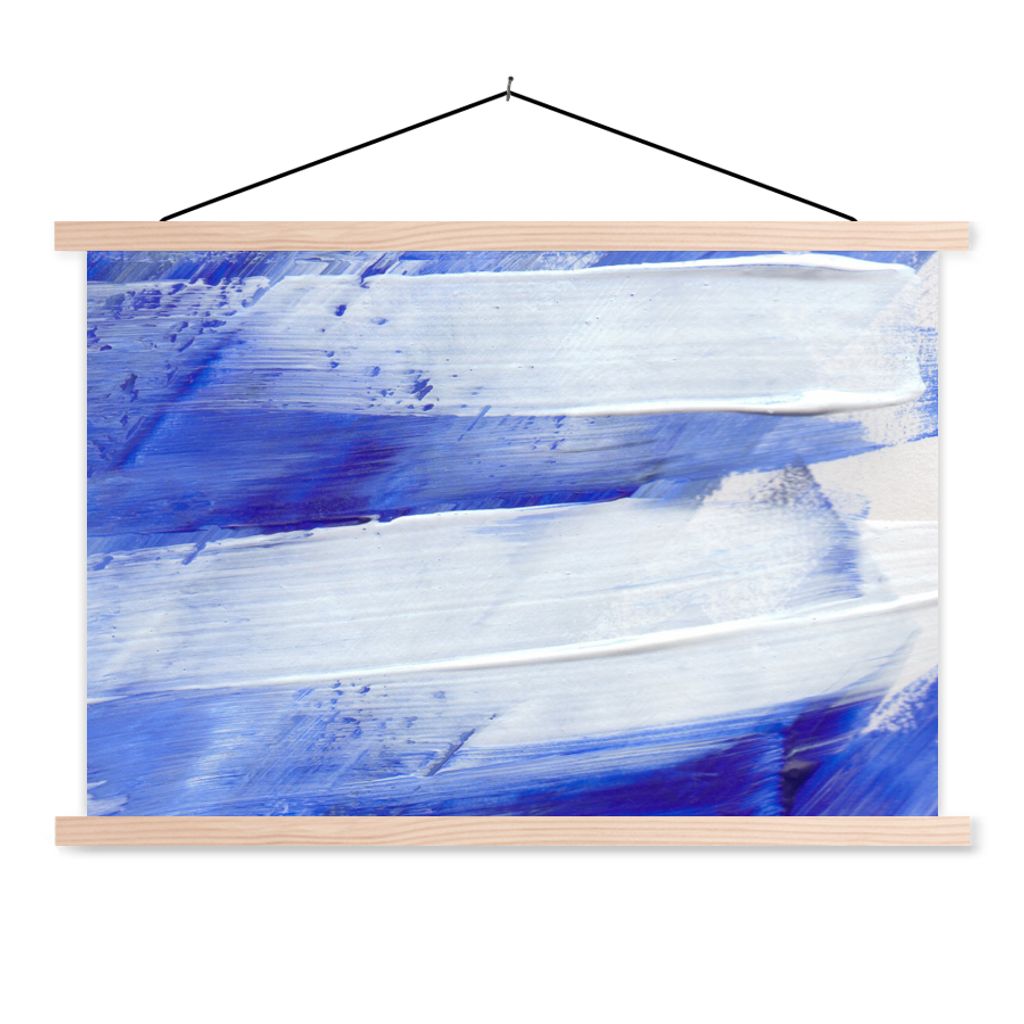 MuchoWow Textilposter Farbe - Design - Blau 120x80 cm mit holzfarbenen Rahmen - Aufhängeset