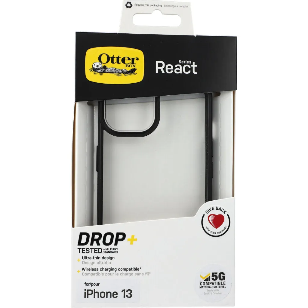 Coque Otterbox React iPhone 13 Noire - Protection Ultra Fine et Robuste