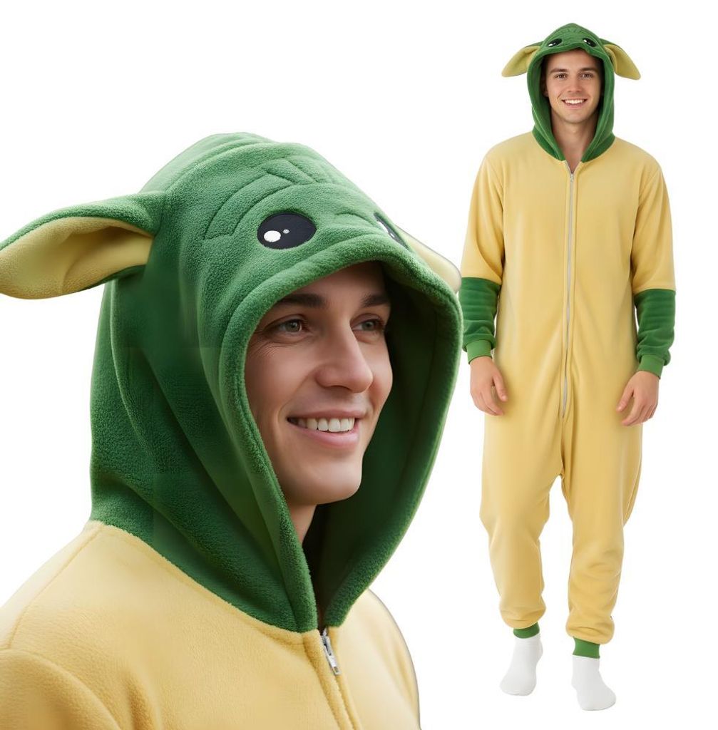 Onesie Kigurumi Pyjama Kostüm für Erwachsene Baby Yoda S: Produktbild 