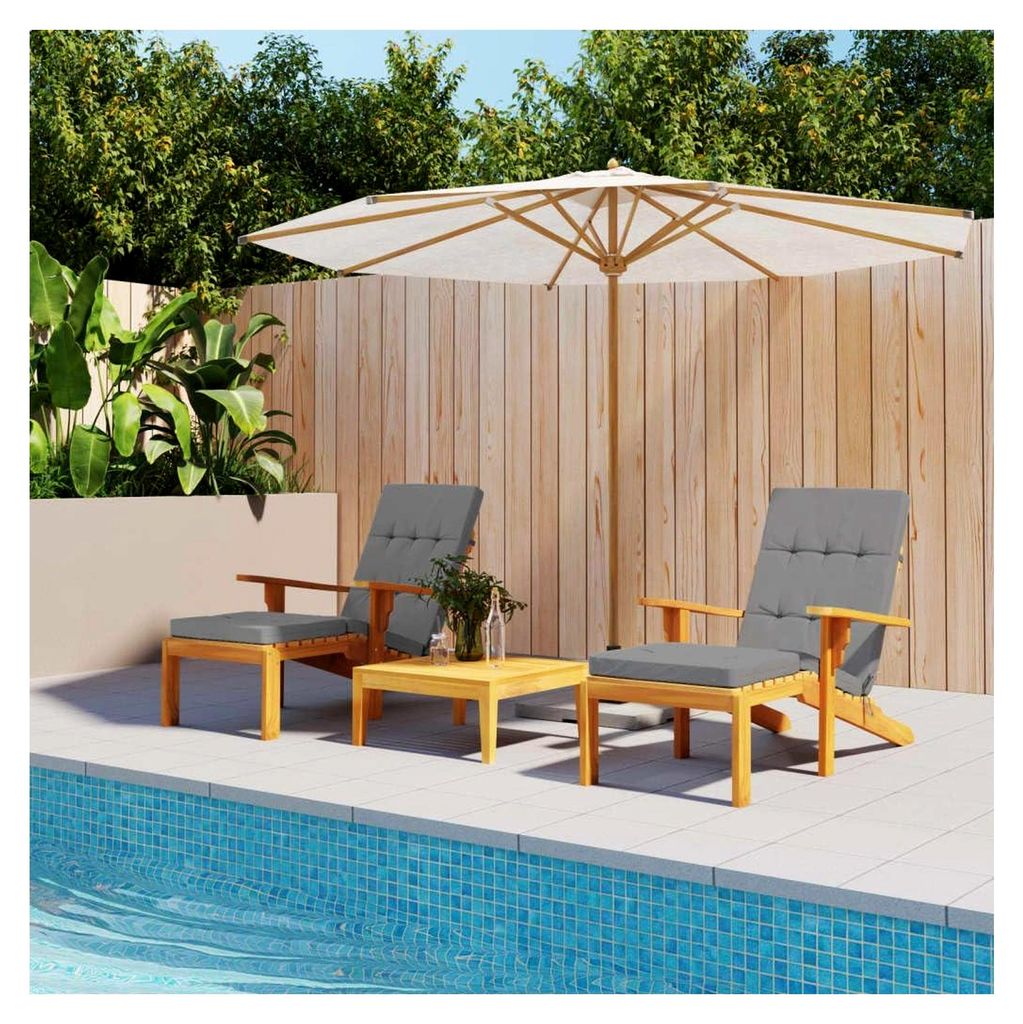 Liegestuhl Auflage 2 STK., Kissen für Liegestuhl Gartenstuhl, Wasserabweisendes Stuhlkissen, Stuhlauflage Gartenkissen Sitzpolster, Grau Oxford Ge...